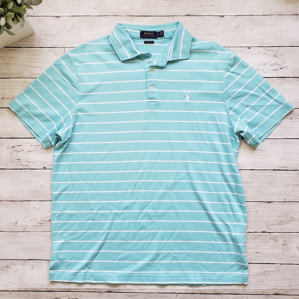 POLO RALPH LAUREN Classic Striped Collared 3-Button Shirt Short Sleeve Striped L